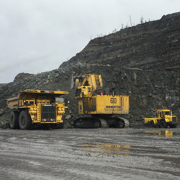 Mining machinery in a coal mine